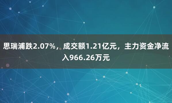 思瑞浦跌2.07%，成交额1.21亿元，主力资金净流入966.26万元